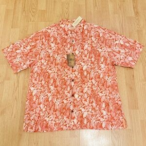 NWT Men’s Short Sleeve 100% Linen Tommy Bahama Shirt XL Tropical Print Beach